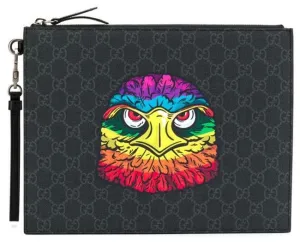 Gucci GG Supreme Eagle Pouch in Gray