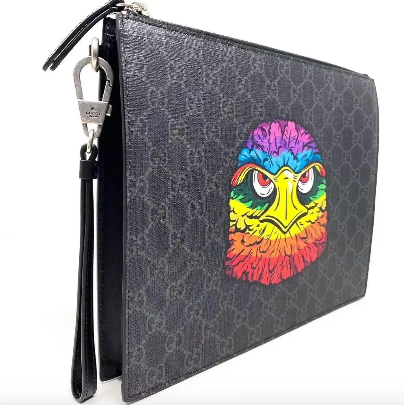 Gucci GG Supreme Eagle Pouch in Gray
