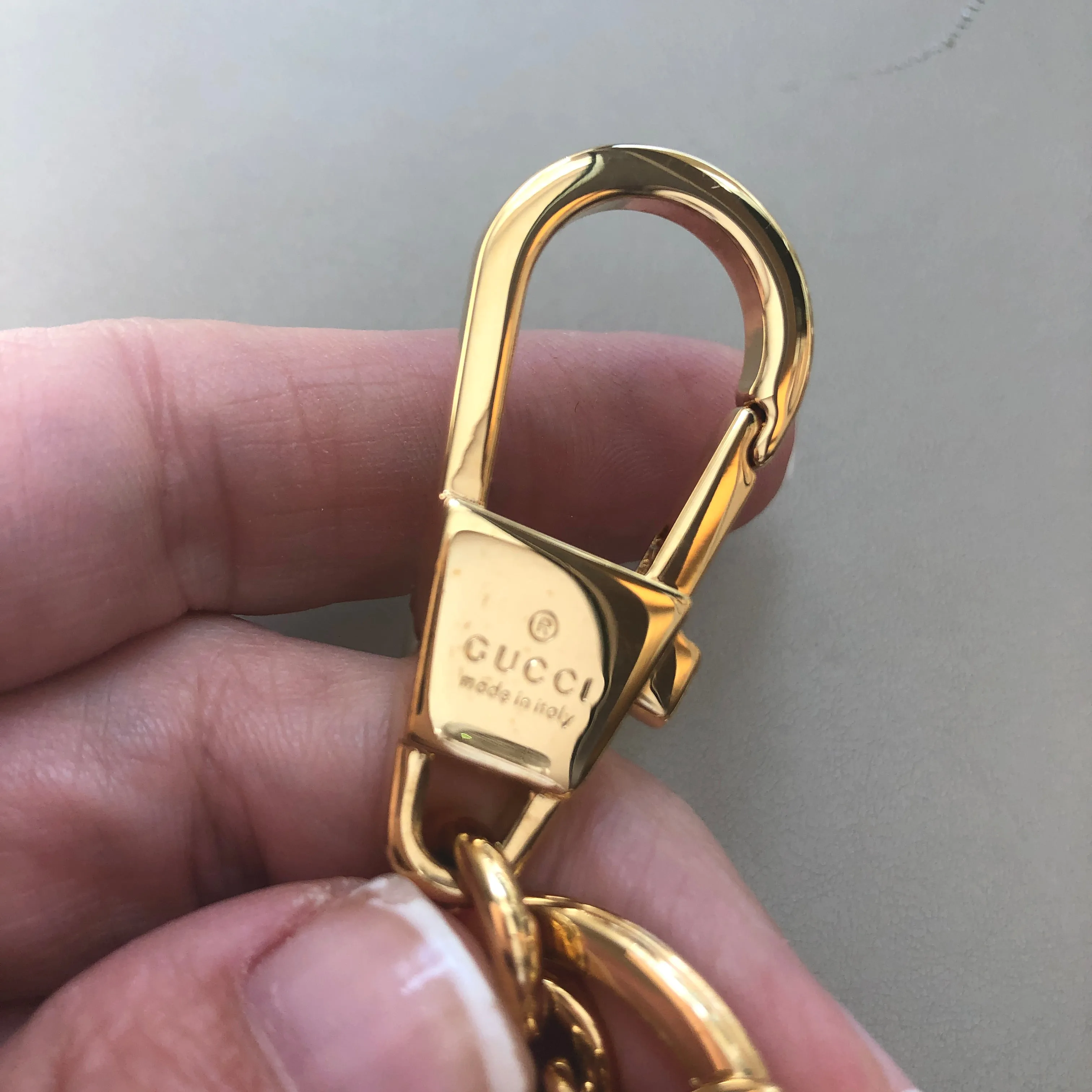 Gucci GG Supreme Embroidered Heart Keychain in Beige