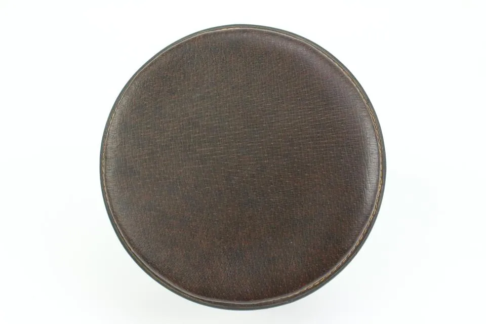 Gucci Ultra Rare Brown Leather Web Round Box Case Jar Boite 71g411s