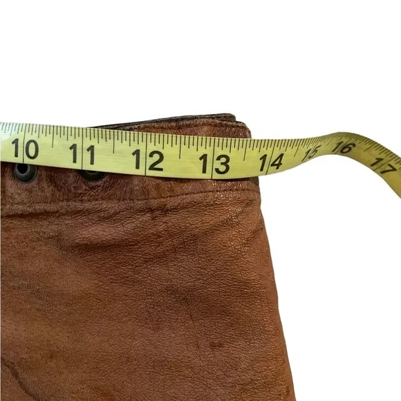 Handmade brown leather patchwork mini skirt one size