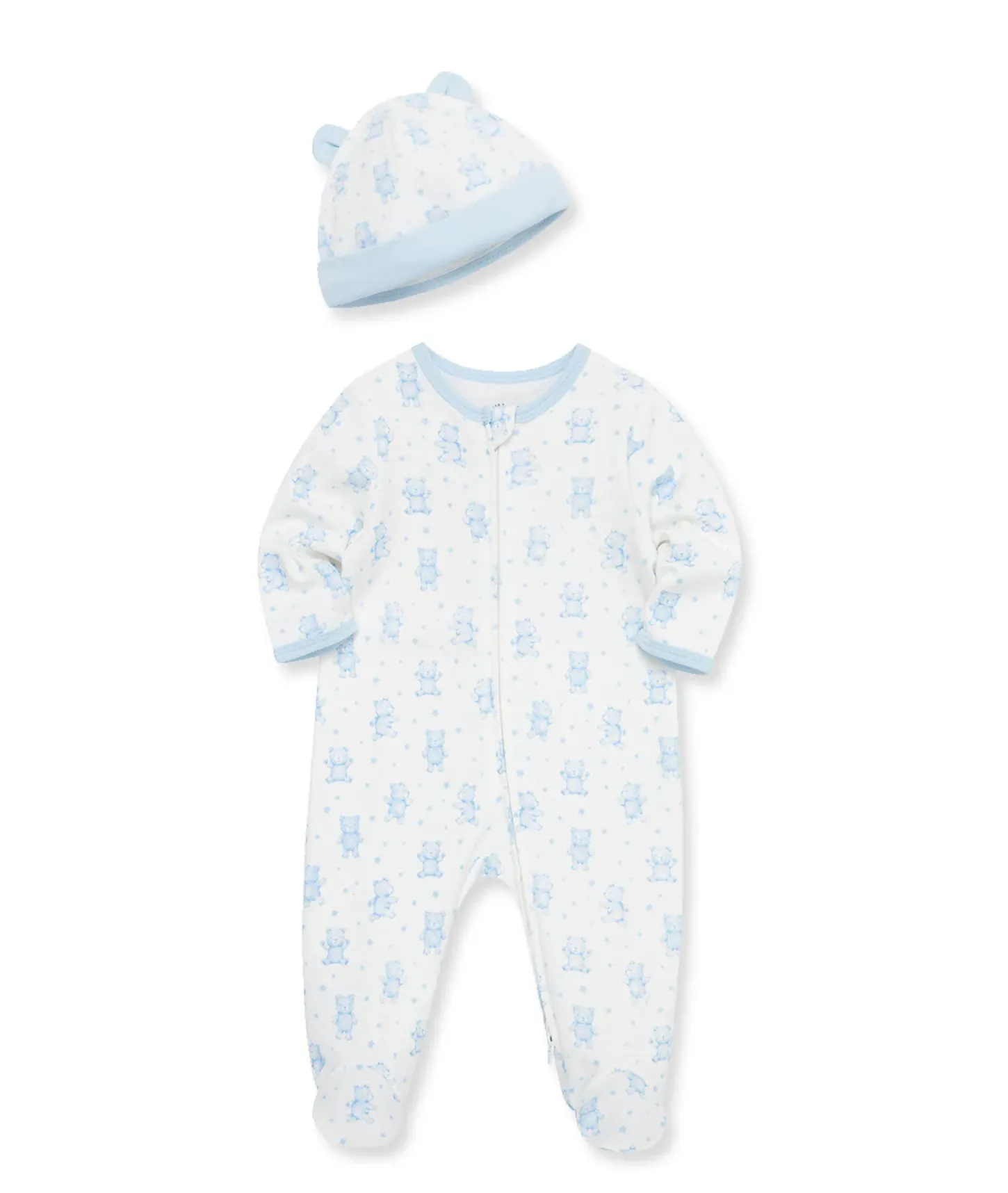 Happy Bear 2-Way-Zip Footie & Hat