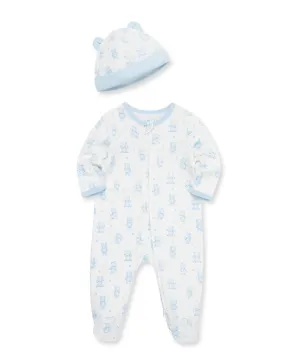Happy Bear 2-Way-Zip Footie & Hat