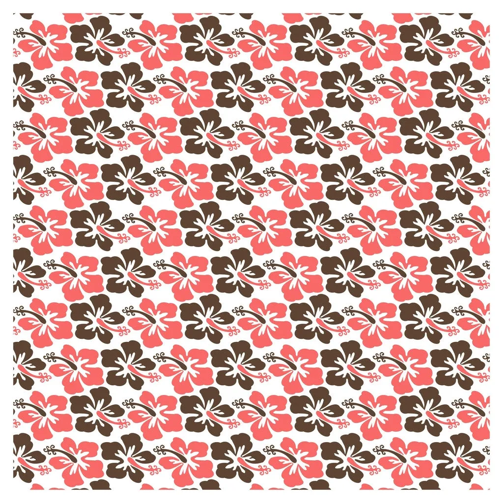 Hawaiian Prints Blue Coral Brown Adhesive Vinyl Sheet