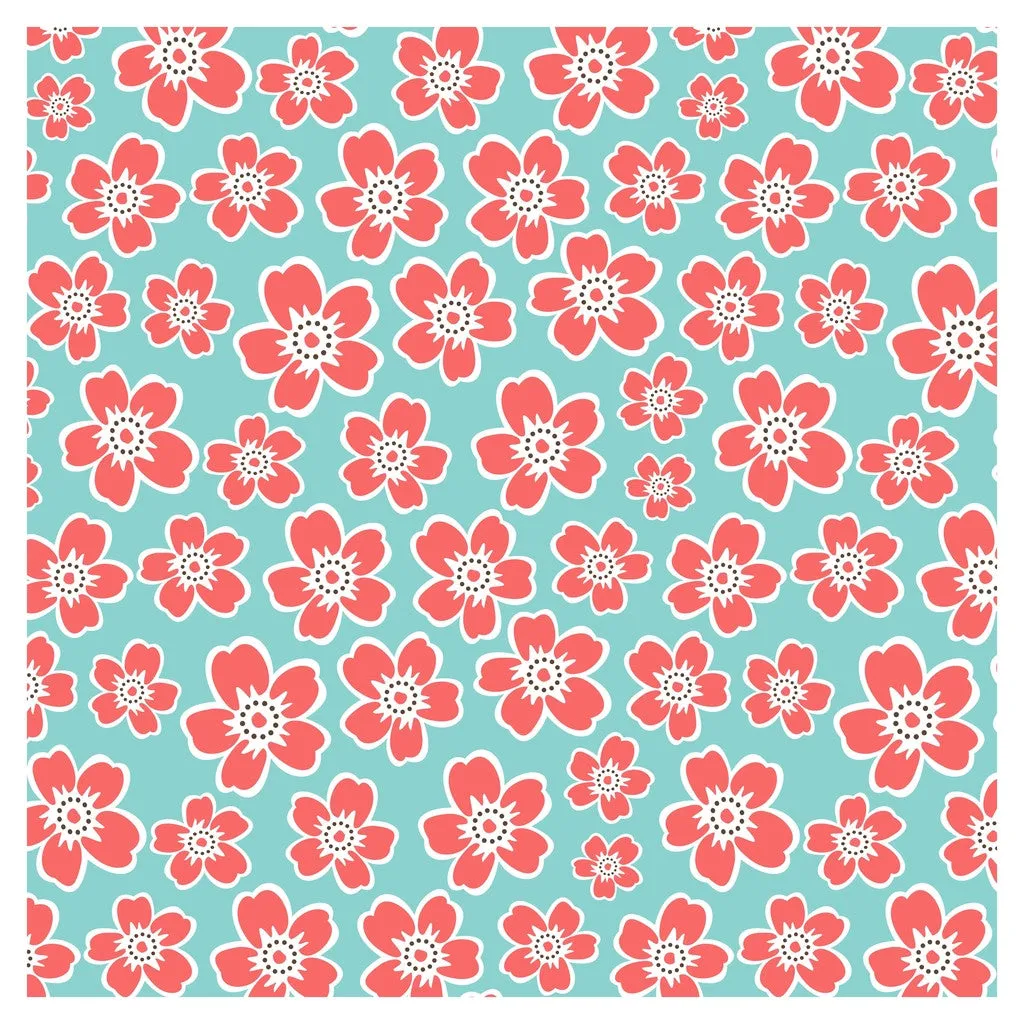 Hawaiian Prints Blue Coral Brown Adhesive Vinyl Sheet