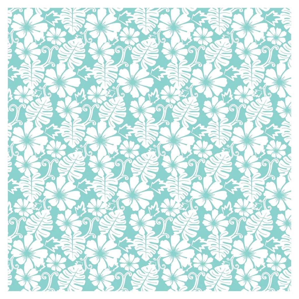 Hawaiian Prints Blue Coral Brown Adhesive Vinyl Sheet