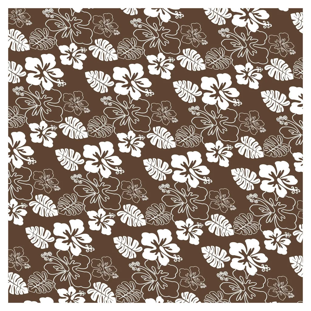 Hawaiian Prints Blue Coral Brown Adhesive Vinyl Sheet