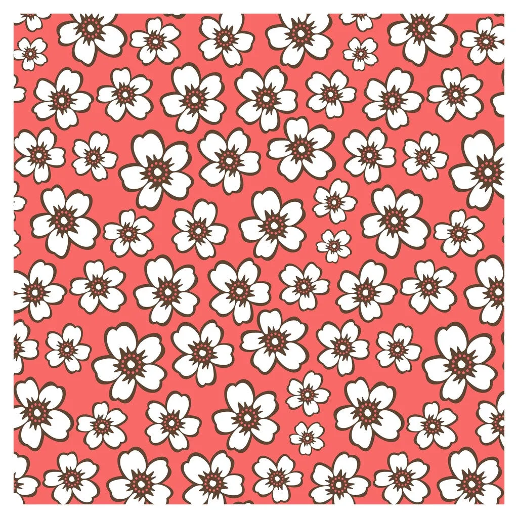 Hawaiian Prints Blue Coral Brown Adhesive Vinyl Sheet