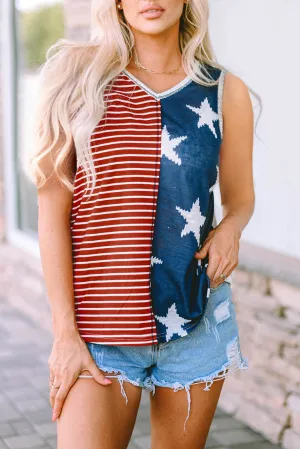 Hazel Blues® |  Star and Stripe V-Neck Tank