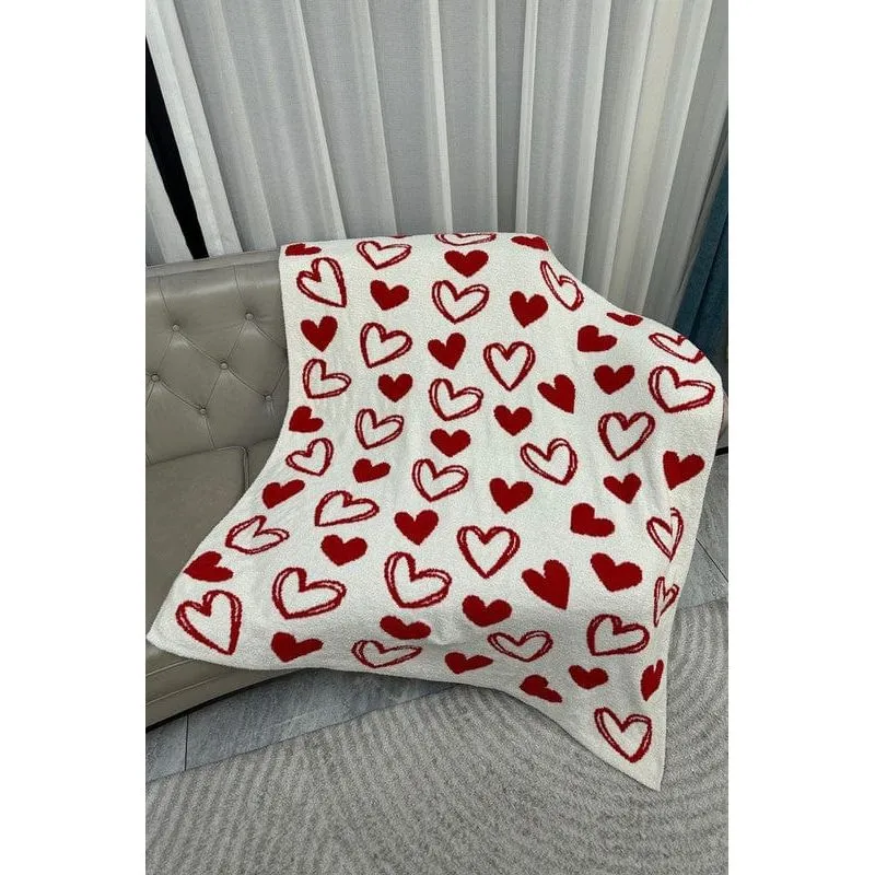 Heart Patterned Reversible Throw Blanket