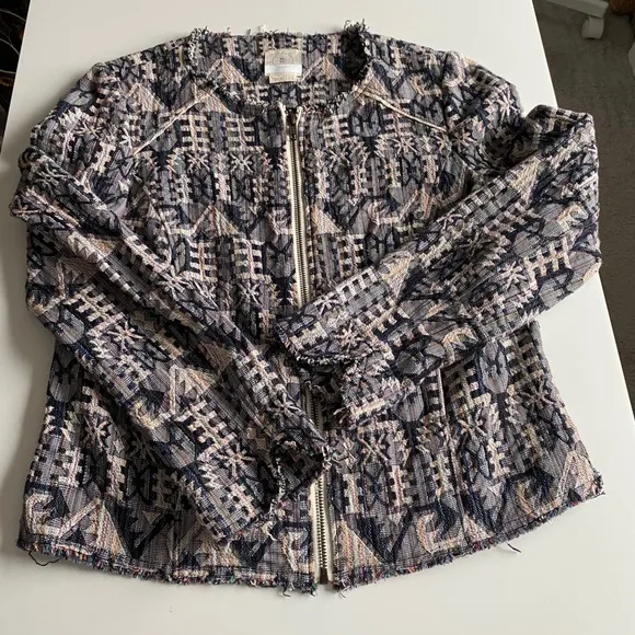 Hei Hei by Anthropologie Faifo Jacquard Tapestry Full Zip Jacket Sz 6 Bohemian