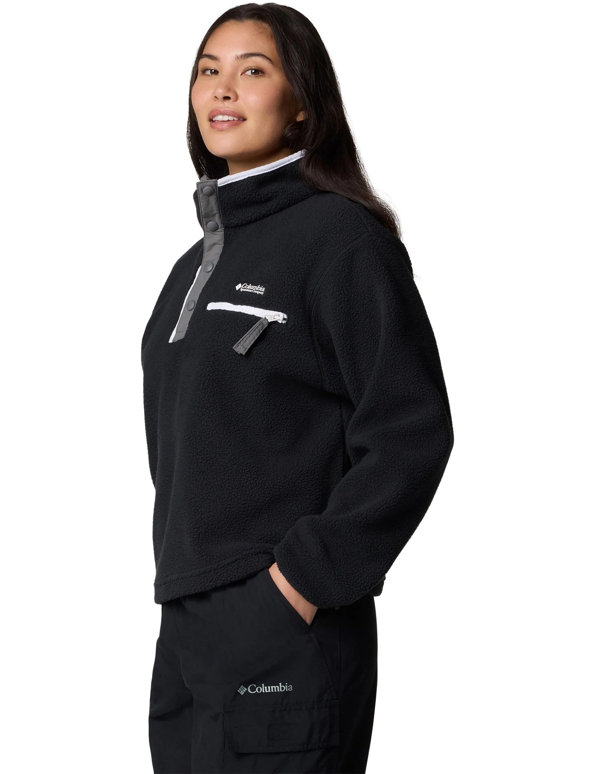 Helvetia II Cropped Sherpa Half Snap Fleece - Black