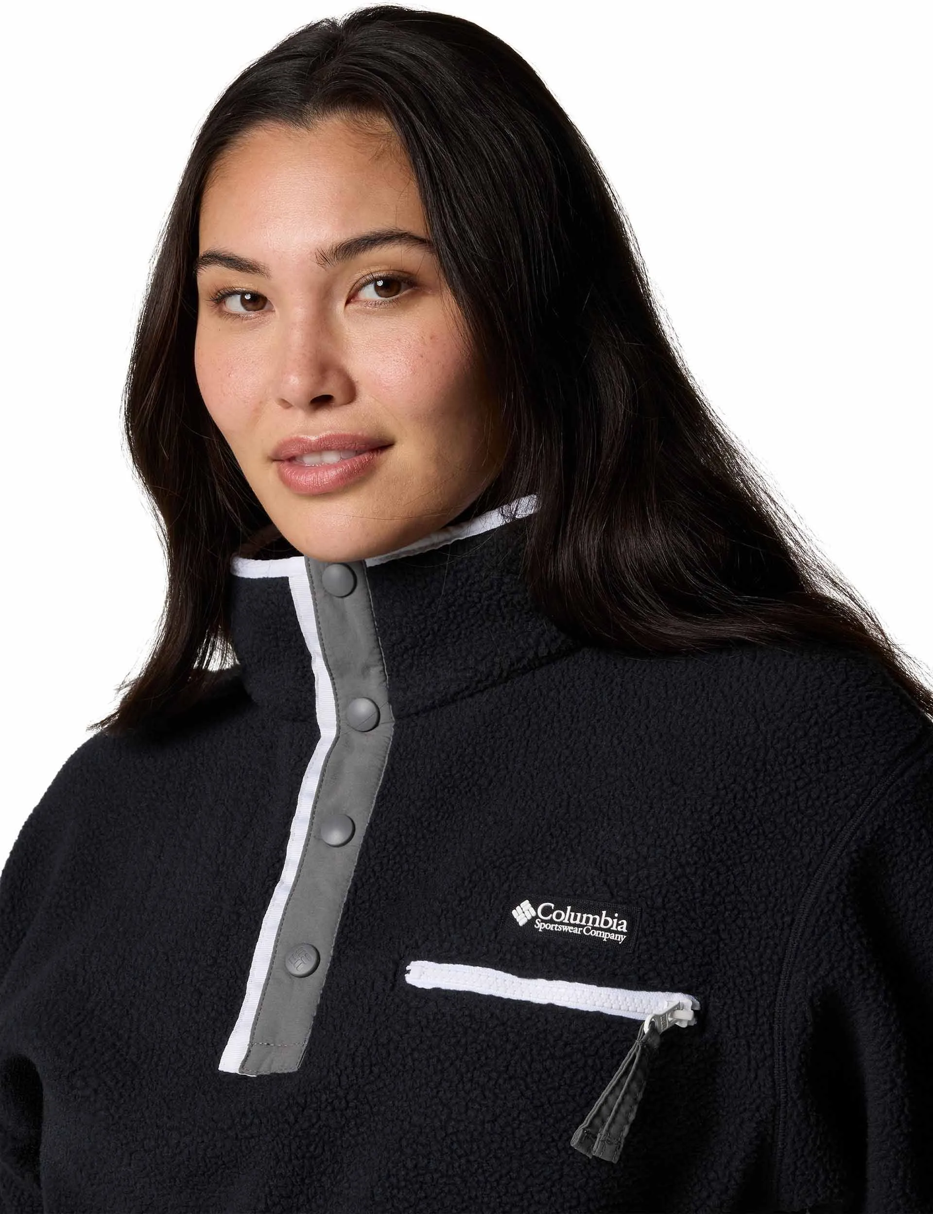 Helvetia II Cropped Sherpa Half Snap Fleece - Black