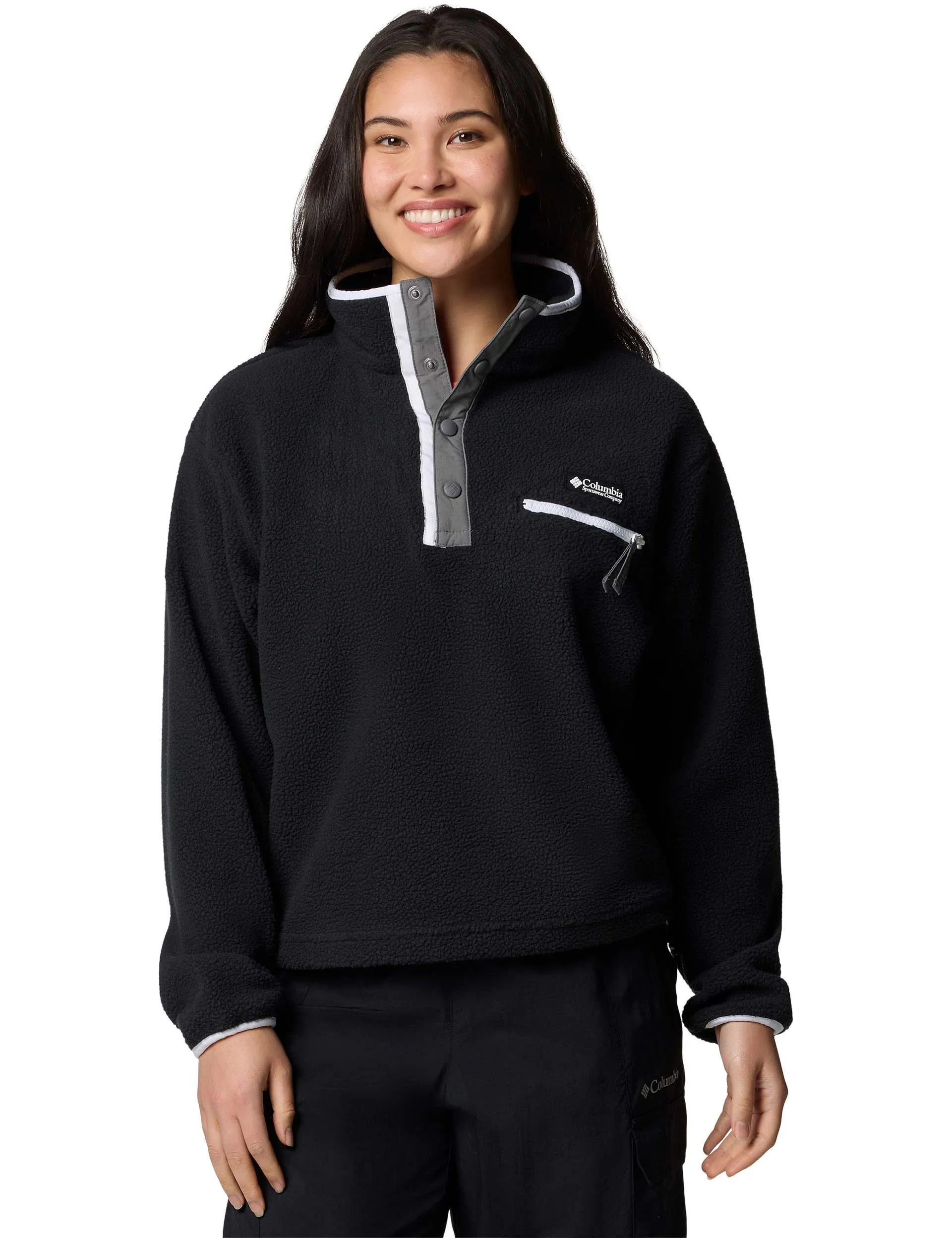 Helvetia II Cropped Sherpa Half Snap Fleece - Black
