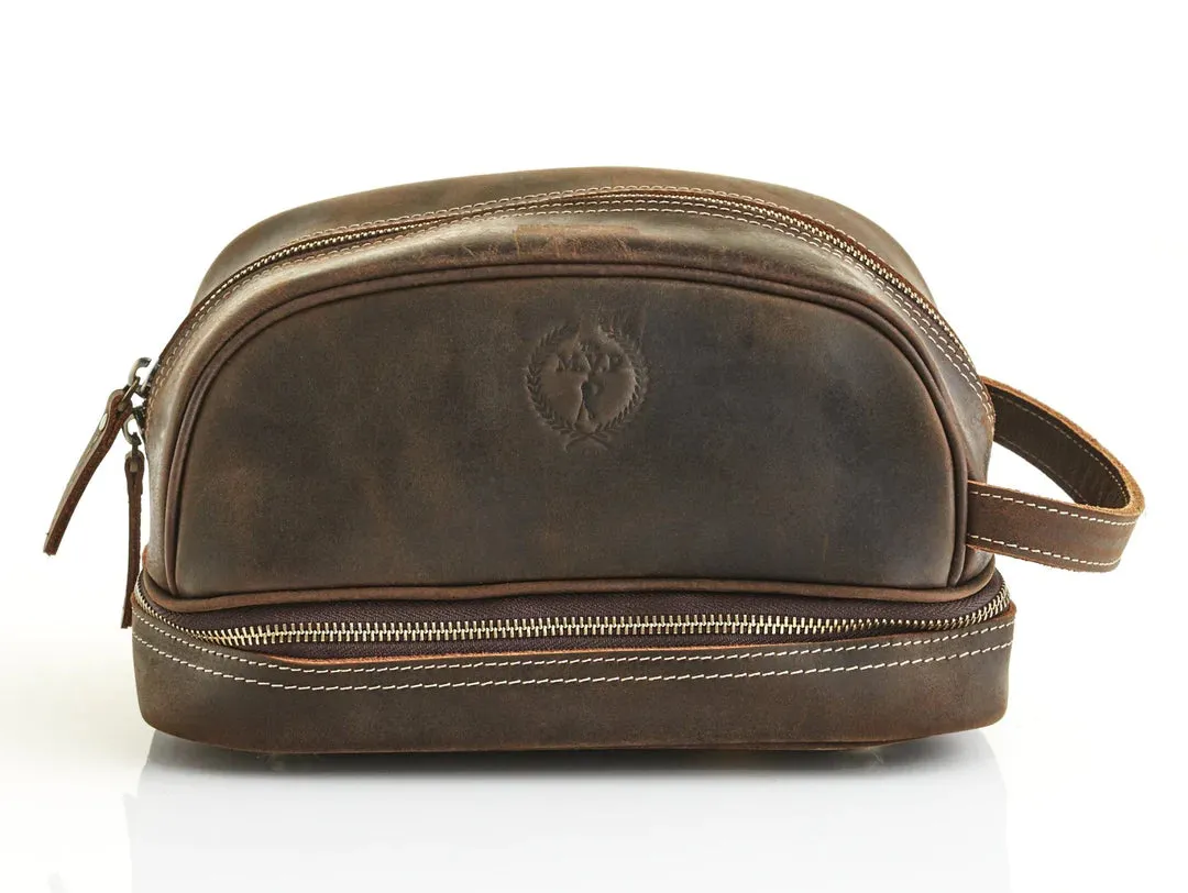 HERITAGE BROWN LEATHER DOPP BAG