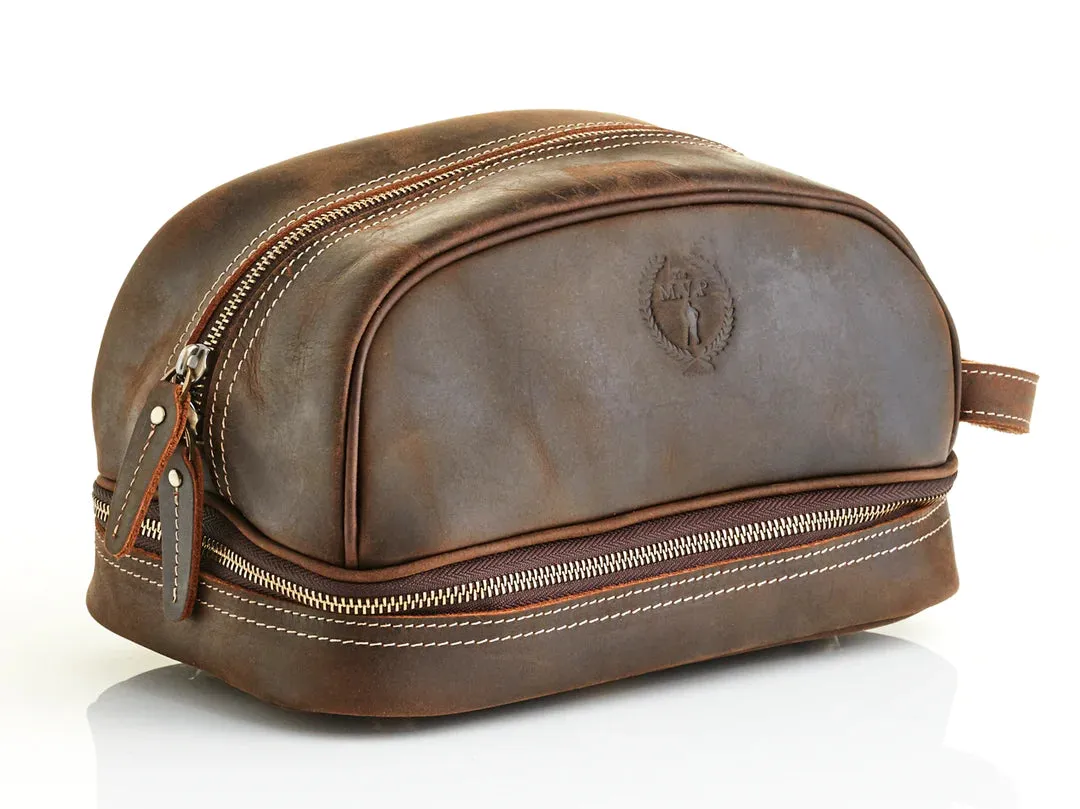 HERITAGE BROWN LEATHER DOPP BAG
