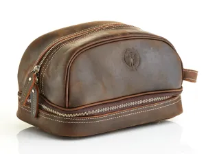 HERITAGE BROWN LEATHER DOPP BAG