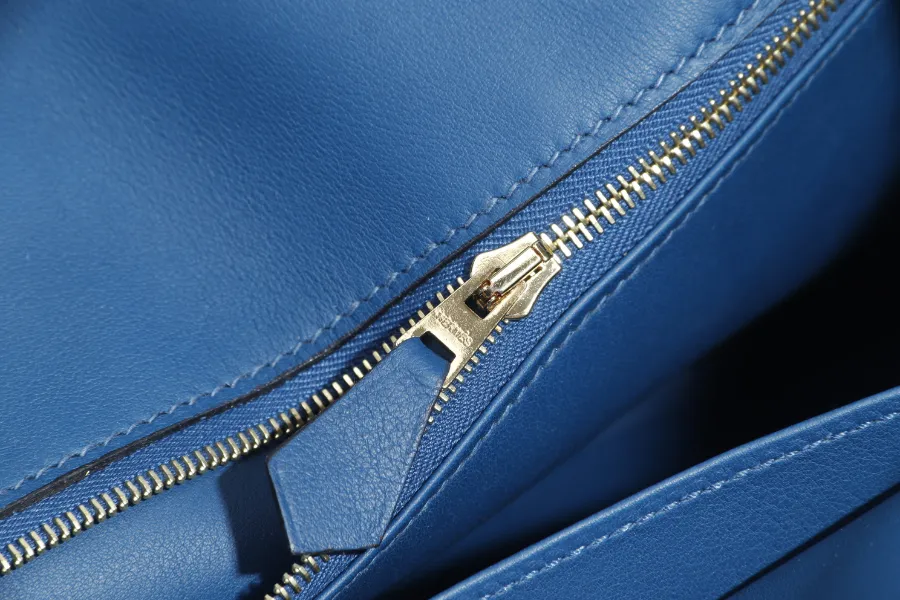 HERMES BIRKIN 25 HSS STAMP U (YEAR 2022) BLUE CELESTE MIX NAVY BLUE SWIFT LEATHER BRUSHED GOLD HARDWARE WITH LOCK&KEYS AND DUST COVER