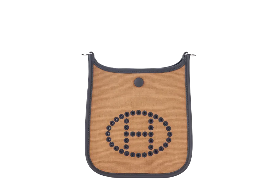 HERMES NEO EVELYN 16 STAMP W (2024) IN DUNE-CASSAS-CABAN COLOR , CANVAS AND SWIFT LEATHER WITH DUST COVER AND BOX