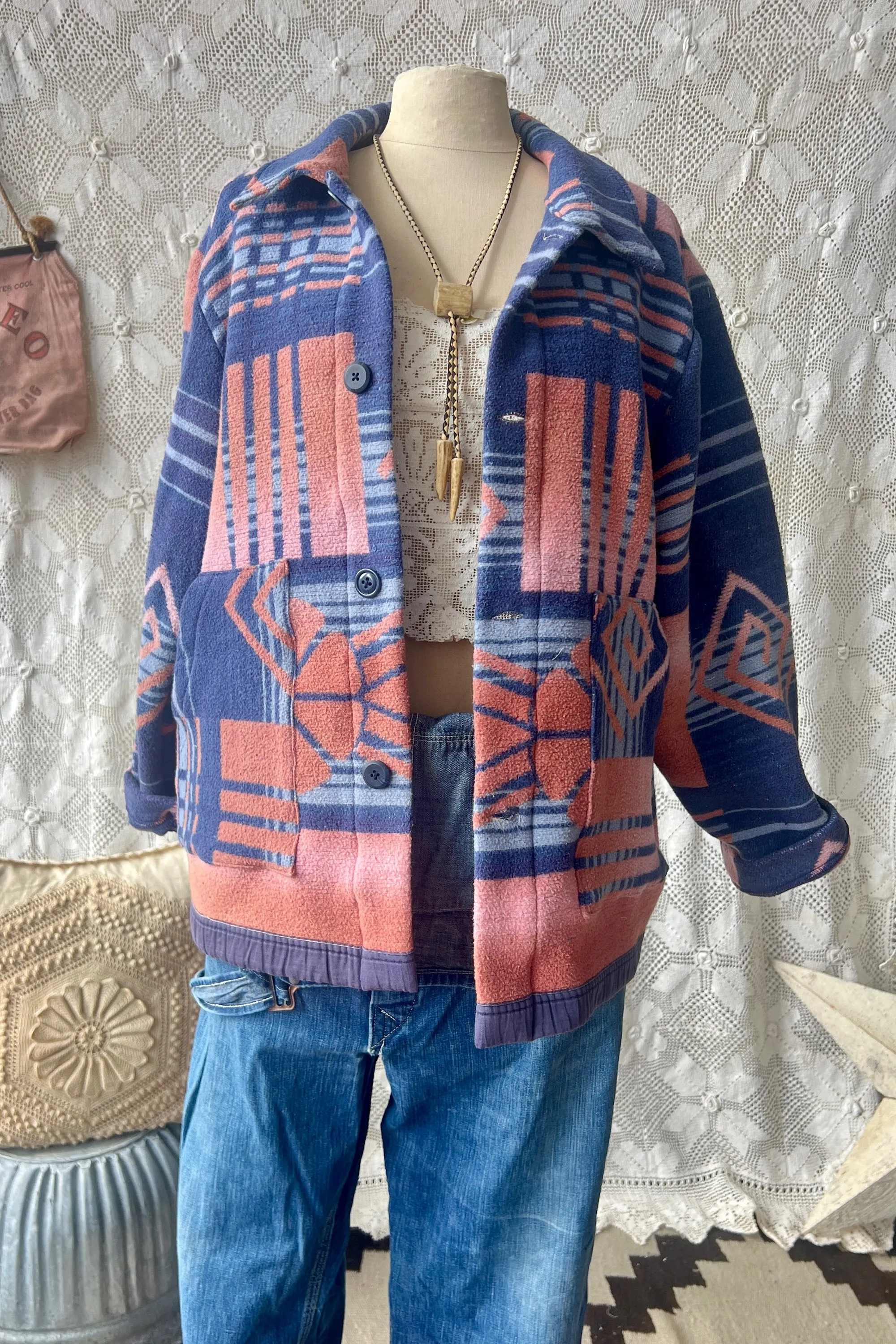 HF196 The Highlands Foundry Navy/Rose Beacon Blanket Utility Jacket