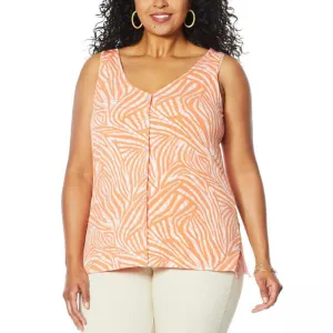 IMAN Women's Plus Size Boho Chic Reversible Button Front Tank Top