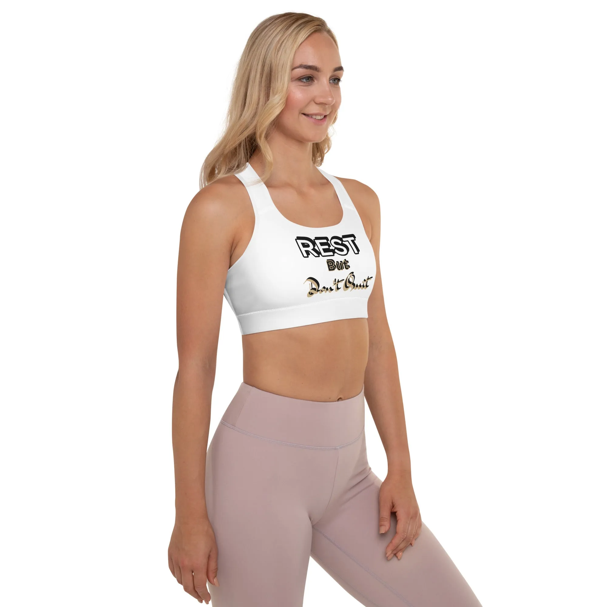 IR Padded Sports Bra White -Rest But Don't Quit