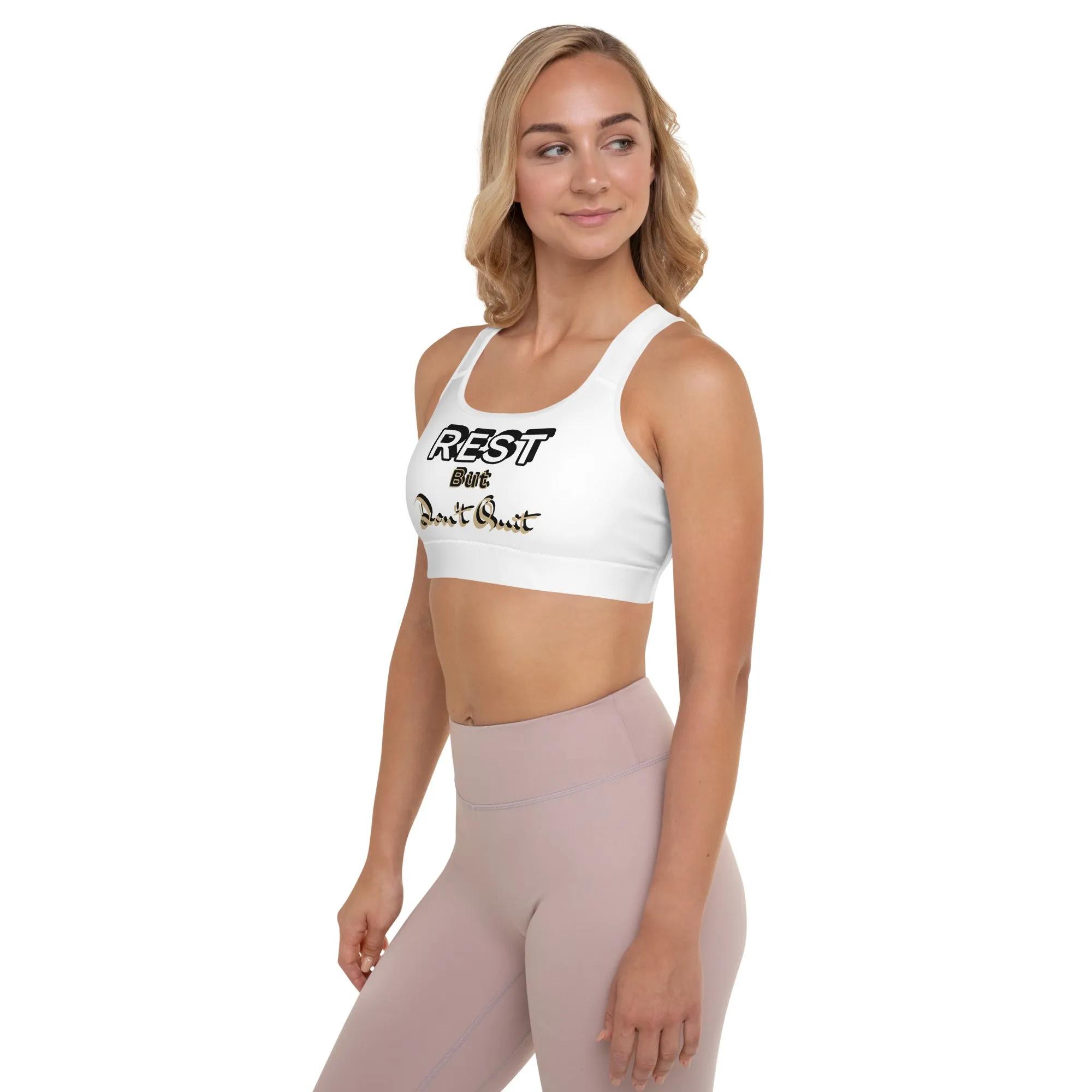 IR Padded Sports Bra White -Rest But Don't Quit