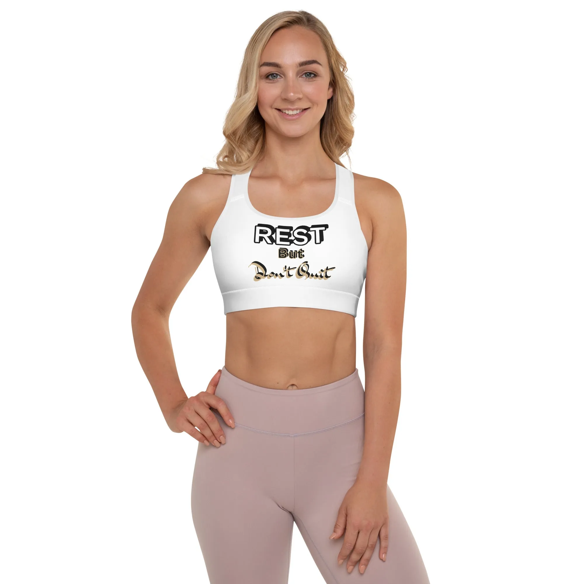 IR Padded Sports Bra White -Rest But Don't Quit