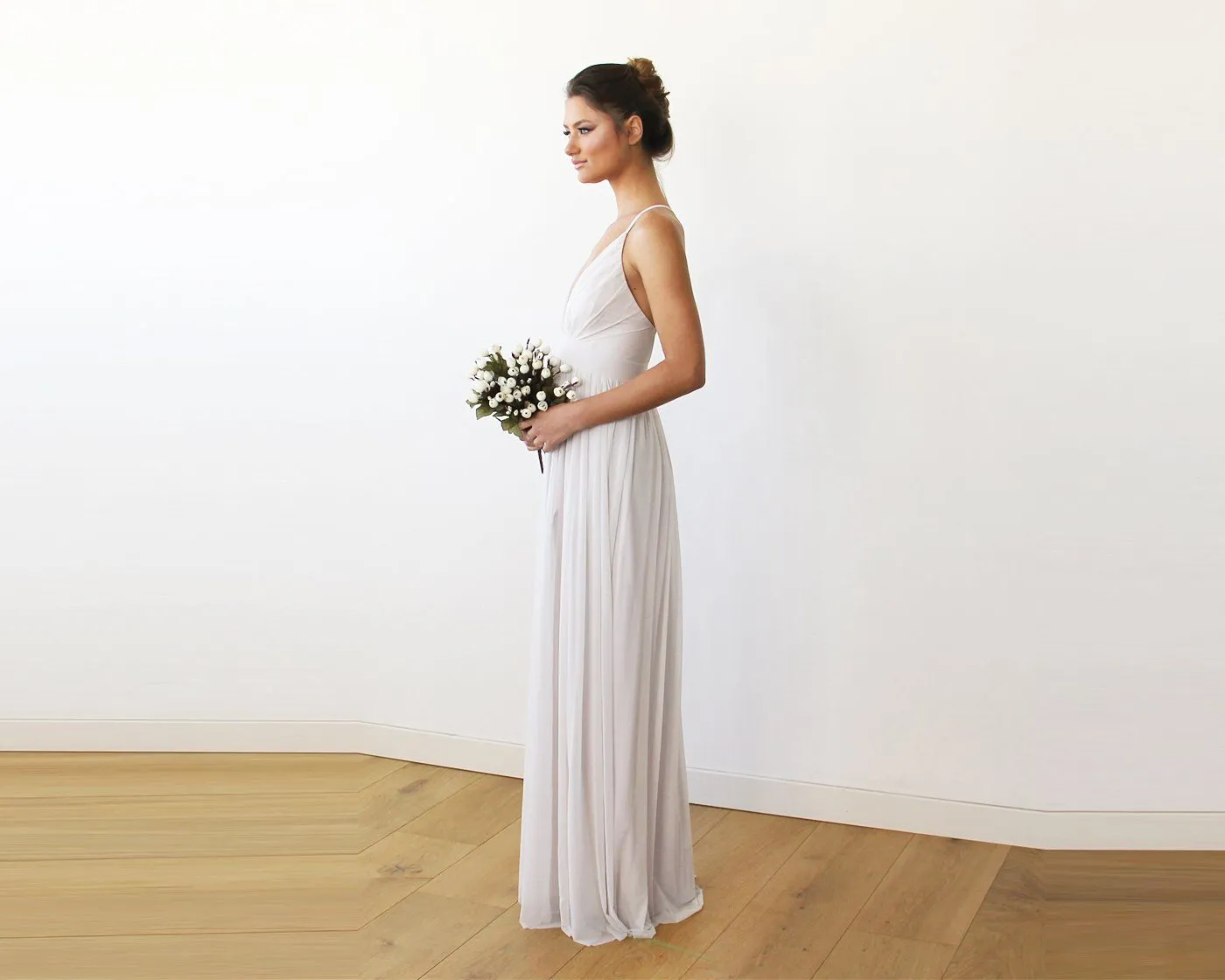 Ivory maxi dress with adjustable straps #1170