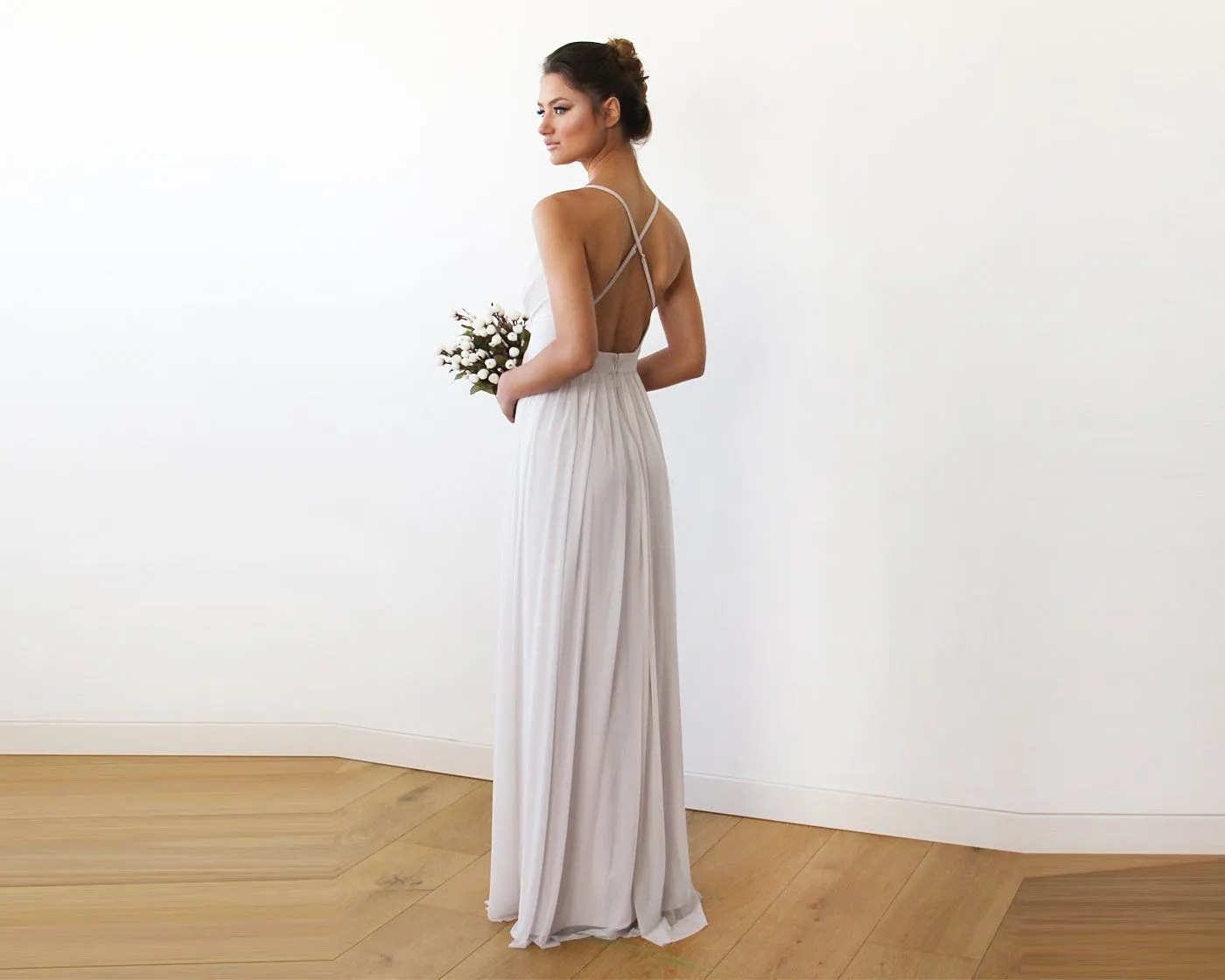 Ivory maxi dress with adjustable straps #1170