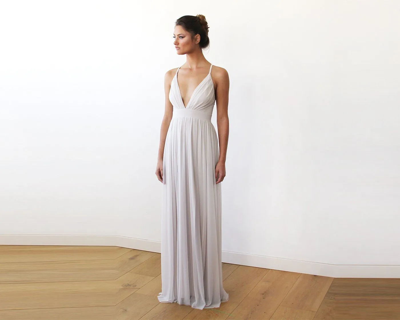 Ivory maxi dress with adjustable straps #1170
