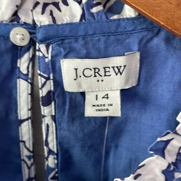 J Crew Factory NWT Mini Dress with Ruffle Sleeves Size 14 in Calas Block Mix