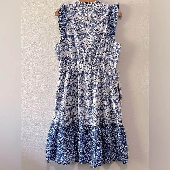 J Crew Factory NWT Mini Dress with Ruffle Sleeves Size 14 in Calas Block Mix