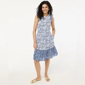 J Crew Factory NWT Mini Dress with Ruffle Sleeves Size 14 in Calas Block Mix