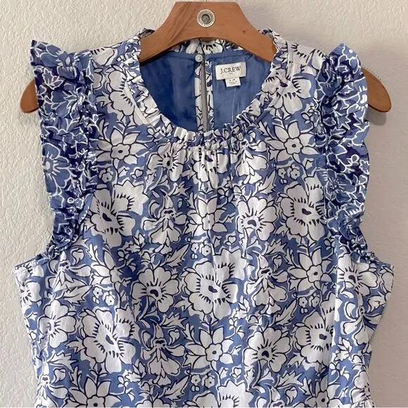J Crew Factory NWT Mini Dress with Ruffle Sleeves Size 14 in Calas Block Mix