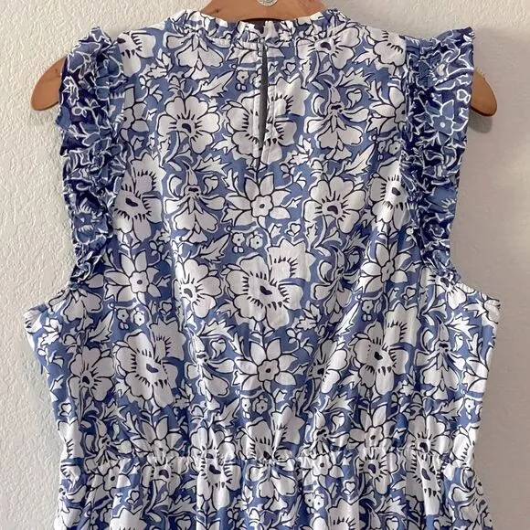 J Crew Factory NWT Mini Dress with Ruffle Sleeves Size 14 in Calas Block Mix
