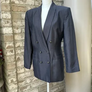 Kasper A.S.L. Double Breasted Charcoal Gray Blazer - Petite 10