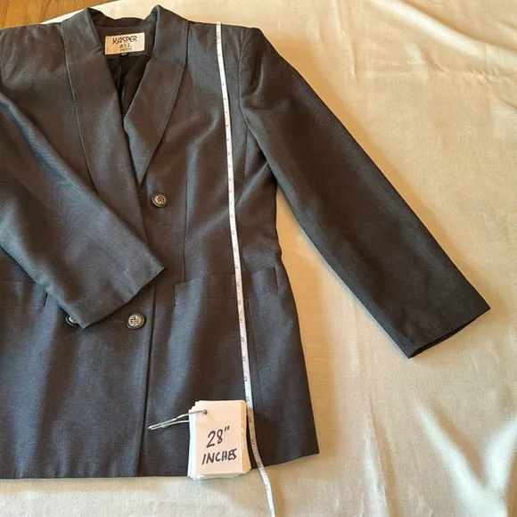 Kasper A.S.L. Double Breasted Charcoal Gray Blazer - Petite 10