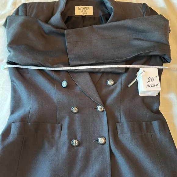 Kasper A.S.L. Double Breasted Charcoal Gray Blazer - Petite 10