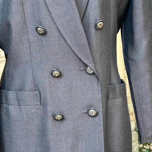 Kasper A.S.L. Double Breasted Charcoal Gray Blazer - Petite 10