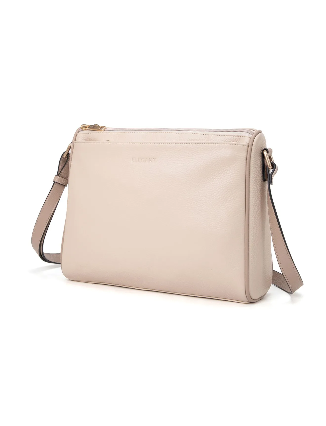 KATRINA MULTI COMPARTMENT LEATHER XBODY BAG- E1-0835-IVORY/PUTTY