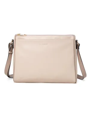 KATRINA MULTI COMPARTMENT LEATHER XBODY BAG- E1-0835-IVORY/PUTTY