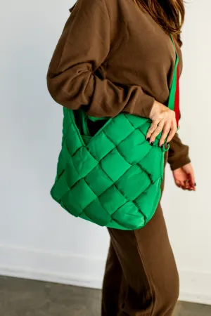 Kelly Green Revelation Woven Nylon Tote Crossbody