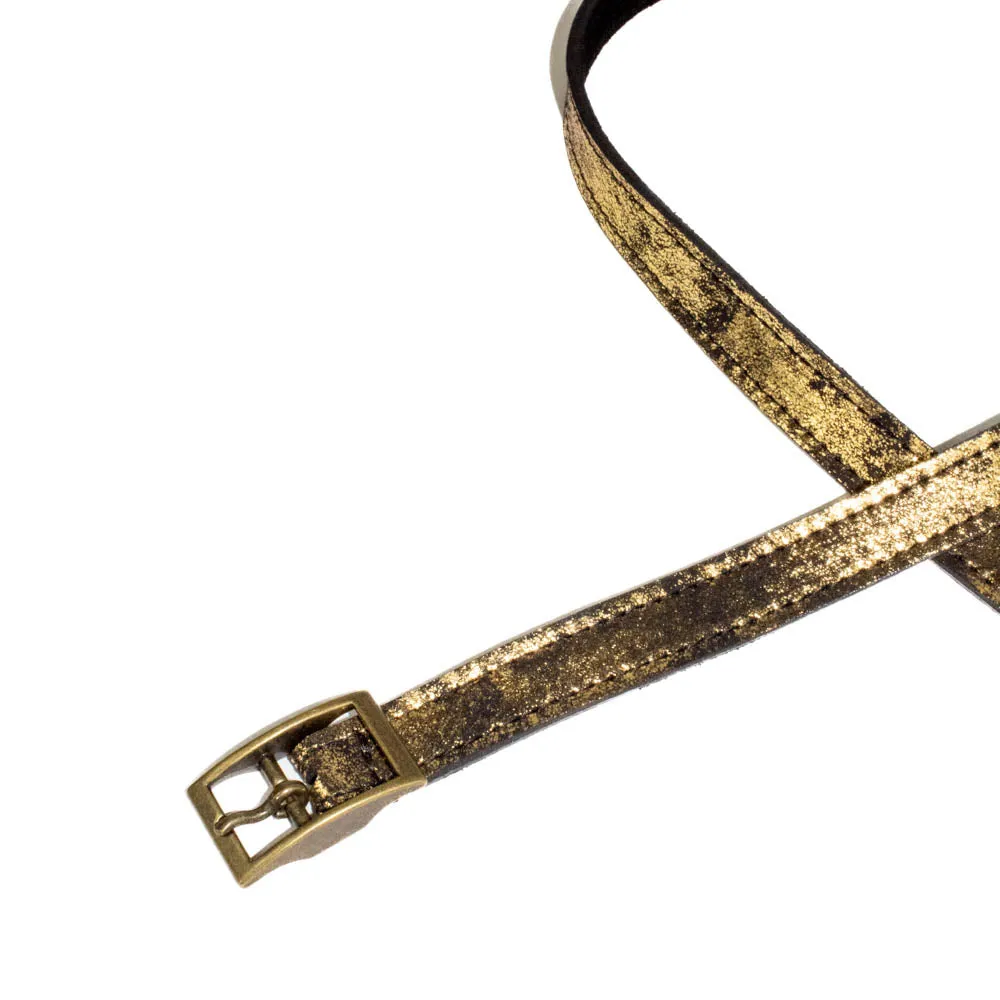 Kim White - Metallic Skinny Belt (Smoky Gold/Brass)