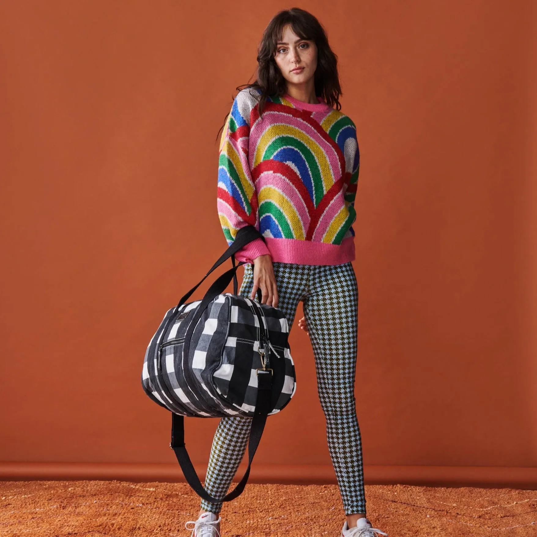 Kip & Co - Black & White Gingham Duffle Bag