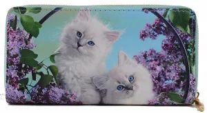 Kittens Puppies Cute Bi-Fold Vegan Leather Wallet