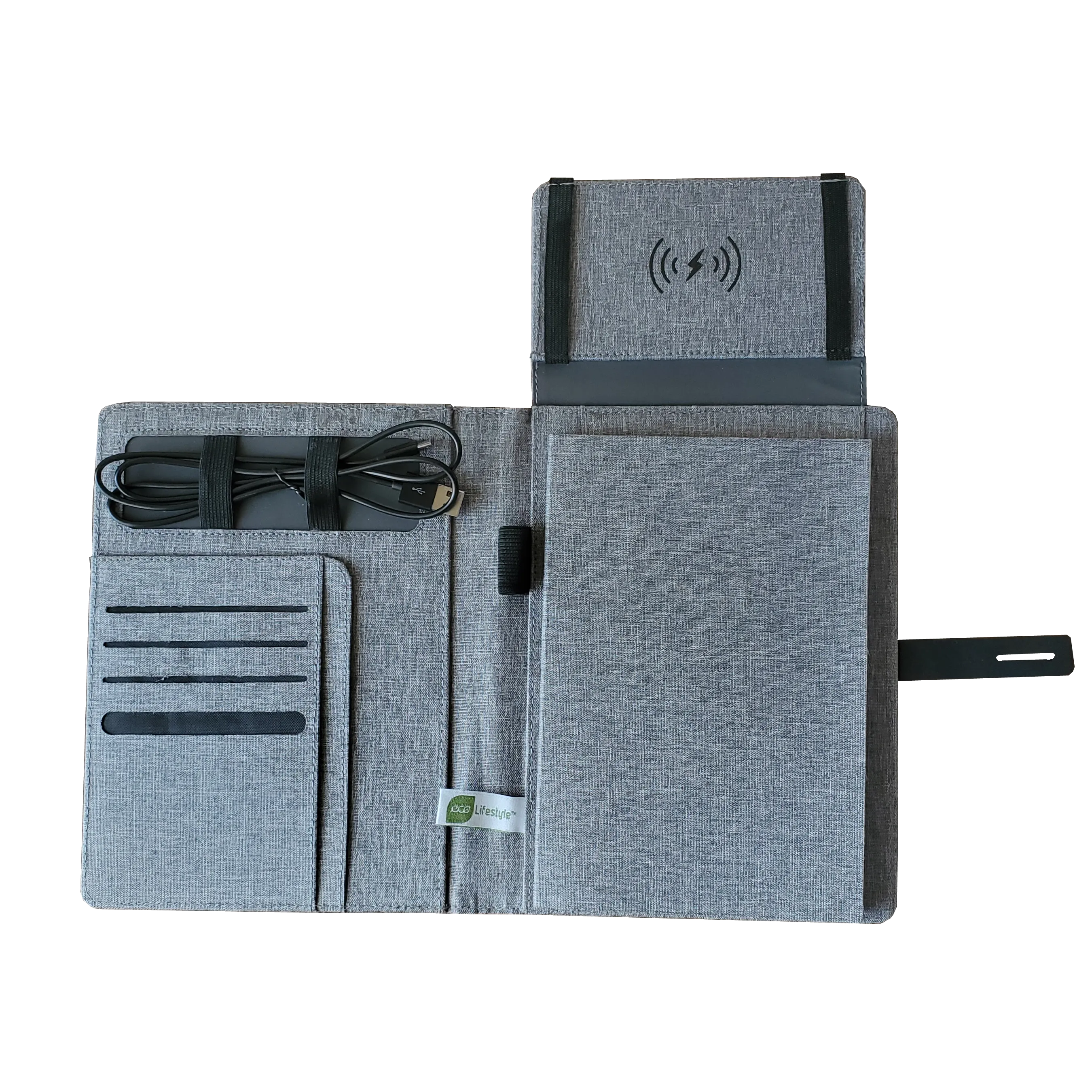 KP2238 Binghamton RPET Padfolio w/ Wireless Charger