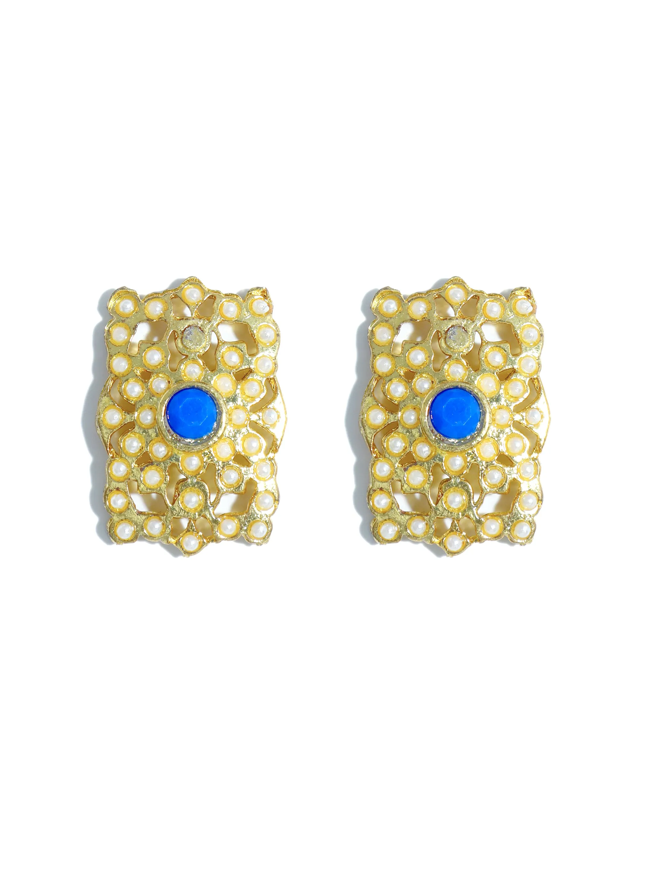 Kundan Blue Jadau Embellished Choker Necklace Set with Earrings