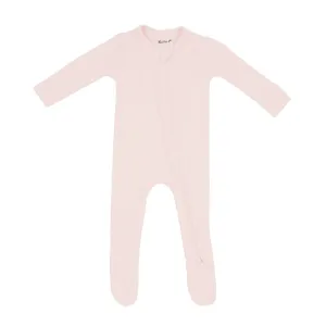Kyte Ribbed Zippered Footie in Blush