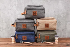 Large Canvas Toiletry Bag Set, Toiletry Bag Men, Personalized Canvas Leather Dopp Kit for Men, Canvas Leather Men's Travel Toiletry Bag